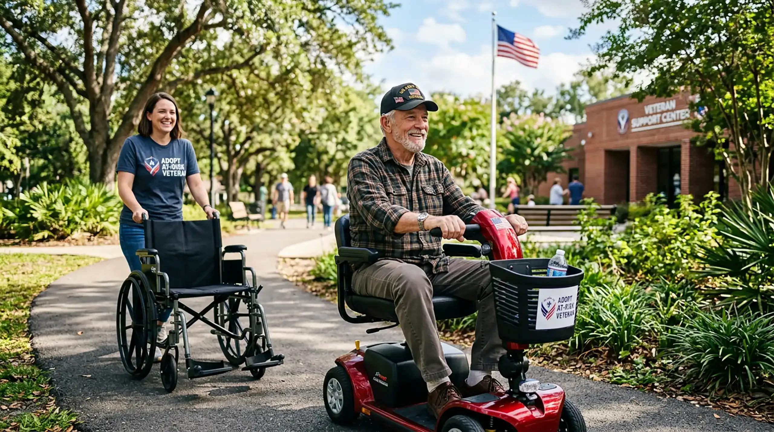 veteran gained independence wheels for warriors Veteran riding an electric scooter he received from AARV's Wheels for Warriors program. He is so happy he can ride independently.